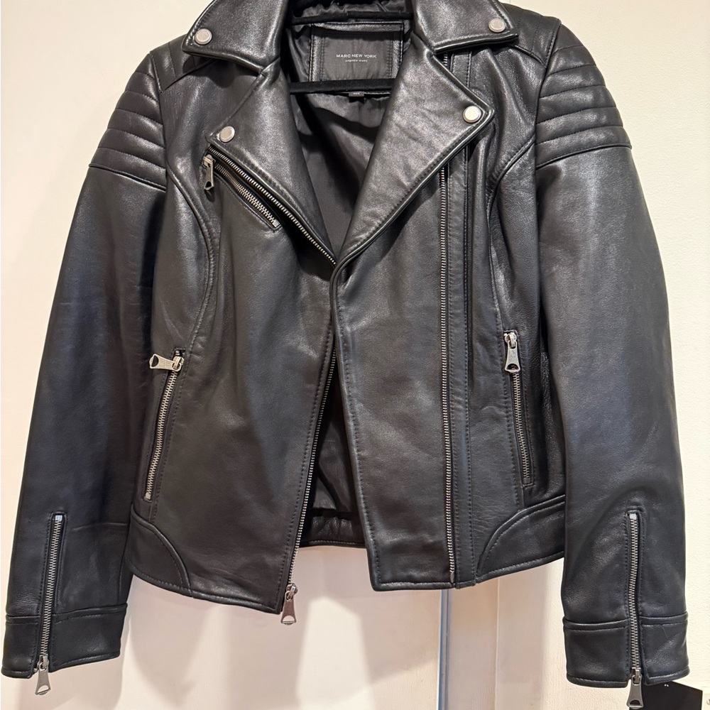 Marc New York Black Leather Moto Jacket